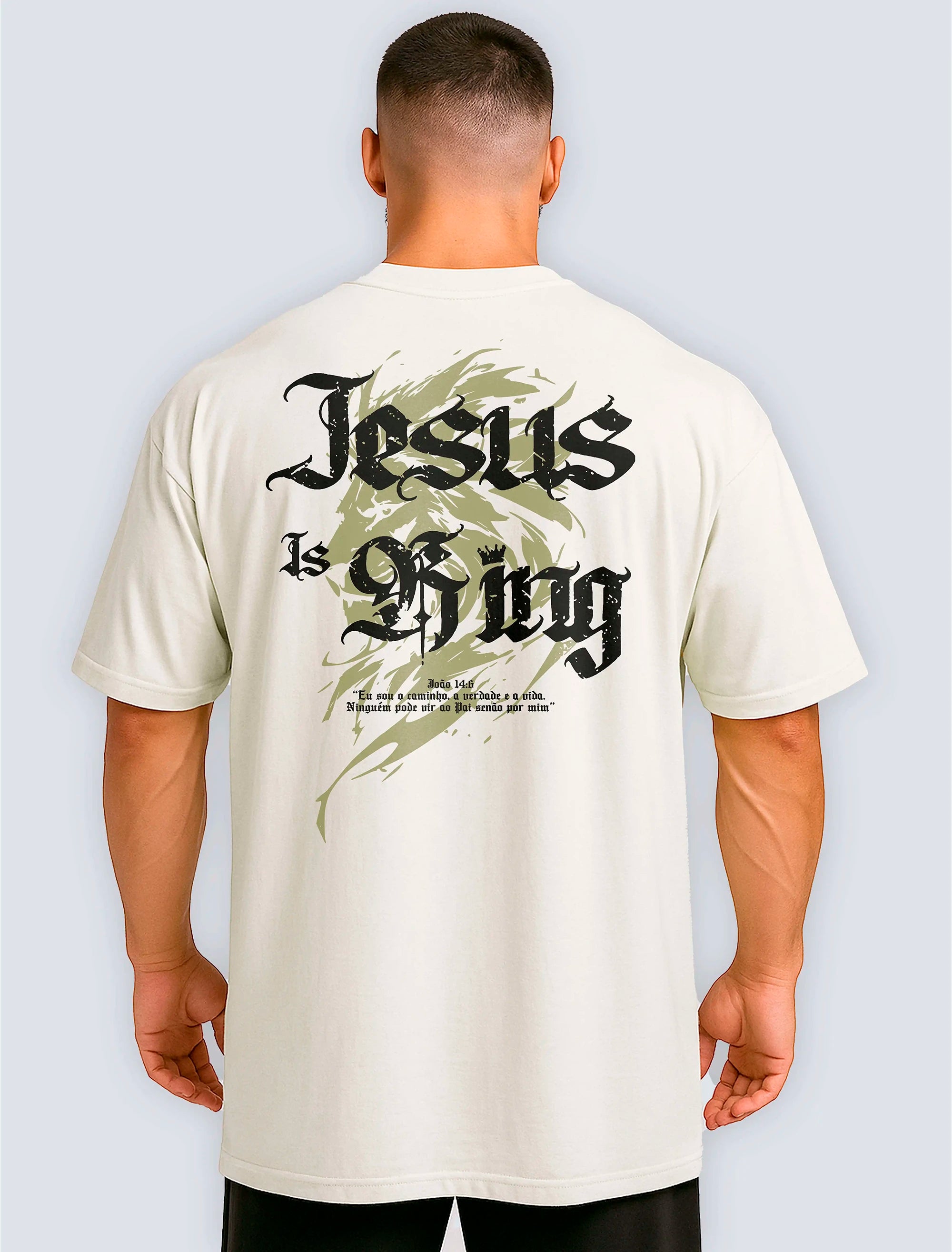 Camiseta Oversized Jesus Is King Off White