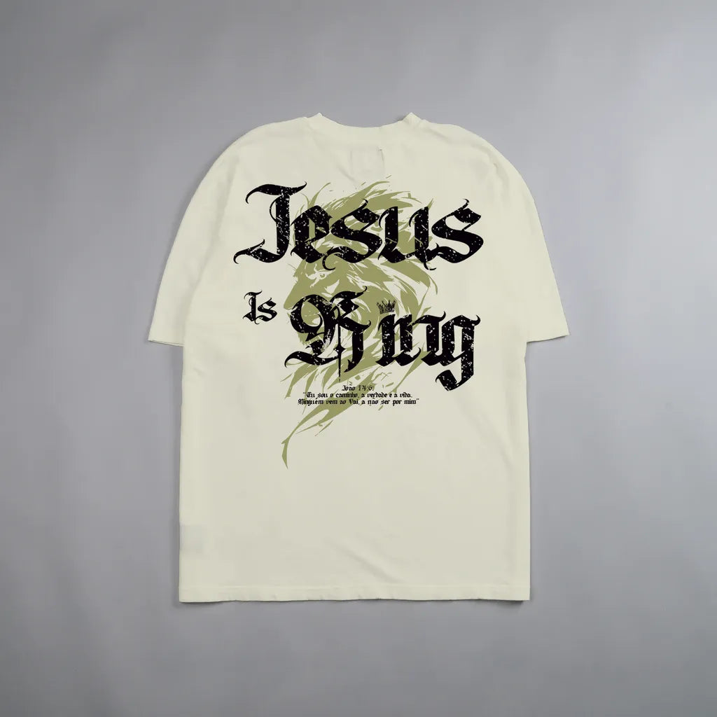 Camiseta Oversized Jesus Is King Off White